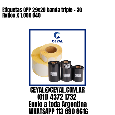 Etiquetas OPP 29x20 banda triple - 30 Rollos X 1.000 Ø40