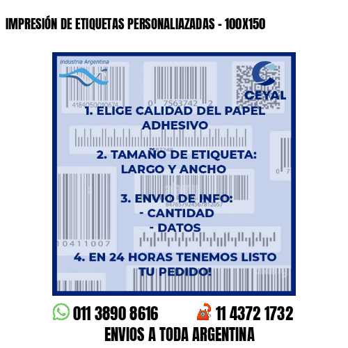 IMPRESIÓN DE ETIQUETAS PERSONALIAZADAS - 100X150