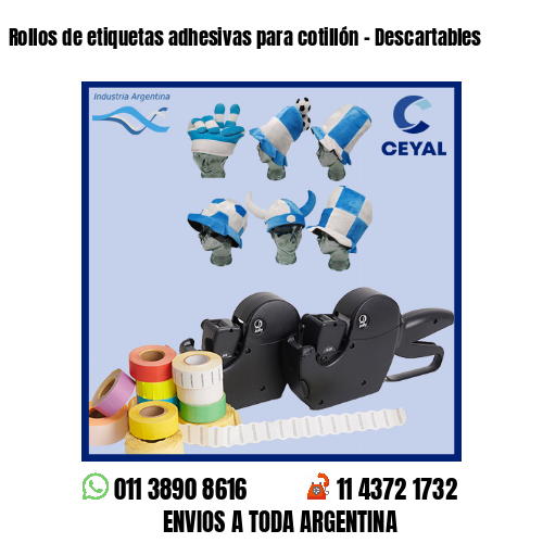 Rollos de etiquetas adhesivas para cotillón – Descartables