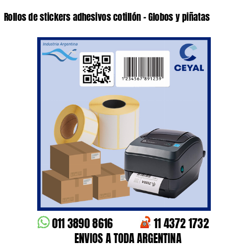 Rollos de stickers adhesivos cotillón – Globos y piñatas