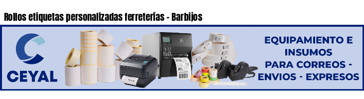 Rollos etiquetas personalizadas ferreterías - Barbijos