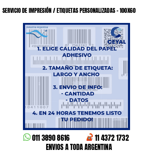 SERVICIO DE IMPRESIÓN / ETIQUETAS PERSONALIZADAS - 100X60