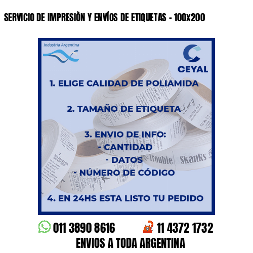 SERVICIO DE IMPRESIÒN Y ENVÍOS DE ETIQUETAS - 100x200