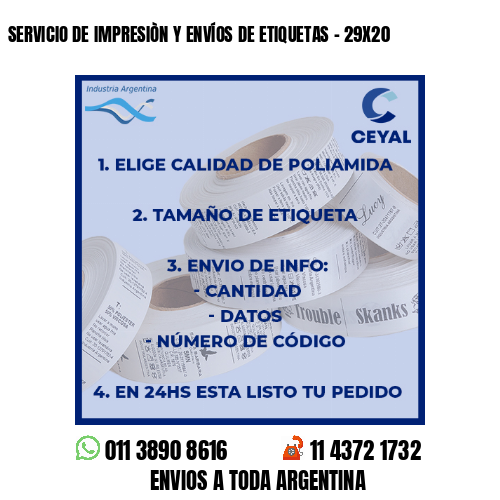 SERVICIO DE IMPRESIÒN Y ENVÍOS DE ETIQUETAS – 29X20