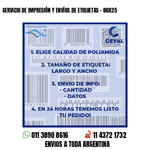 SERVICIO DE IMPRESIÒN Y ENVÍOS DE ETIQUETAS - 80X25