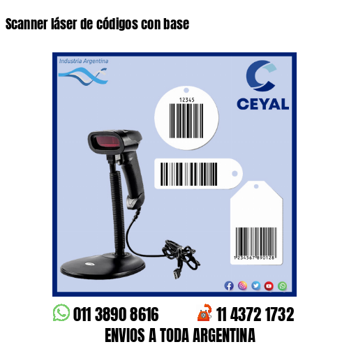 Scanner láser de códigos con base