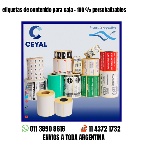 etiquetas de contenido para caja - 100 % persobalizables