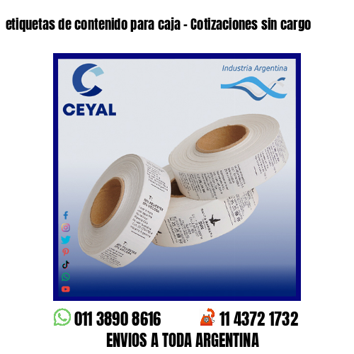 etiquetas de contenido para caja - Cotizaciones sin cargo