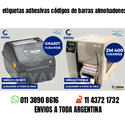 etiquetas adhesivas códigos de barras almohadones