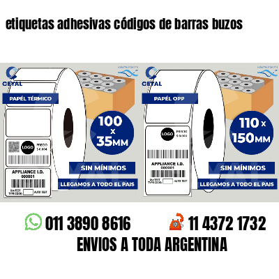 etiquetas adhesivas códigos de barras buzos