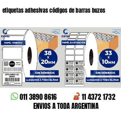 etiquetas adhesivas códigos de barras buzos