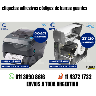 etiquetas adhesivas códigos de barras guantes