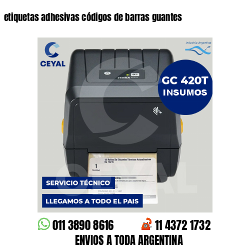 etiquetas adhesivas códigos de barras guantes