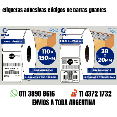 etiquetas adhesivas códigos de barras guantes