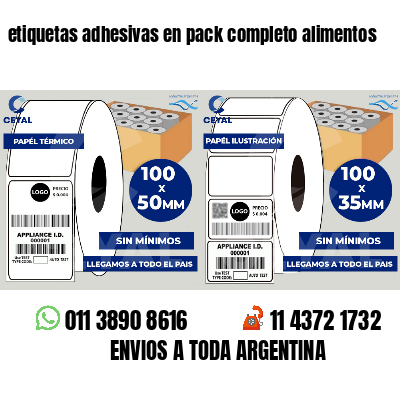 etiquetas adhesivas en pack completo alimentos