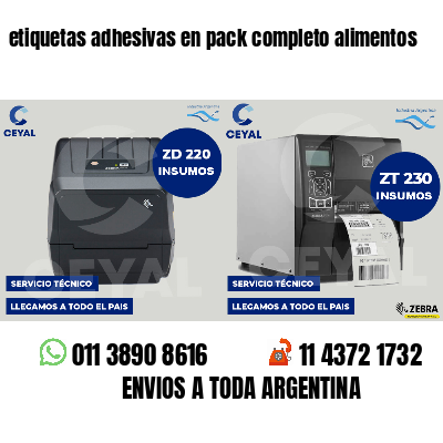 etiquetas adhesivas en pack completo alimentos