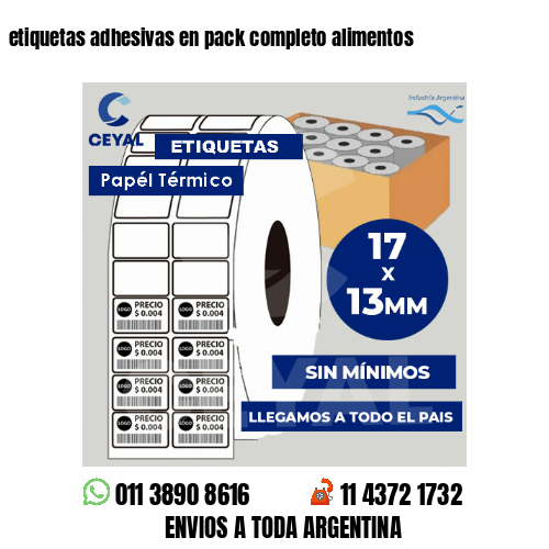 etiquetas adhesivas en pack completo alimentos