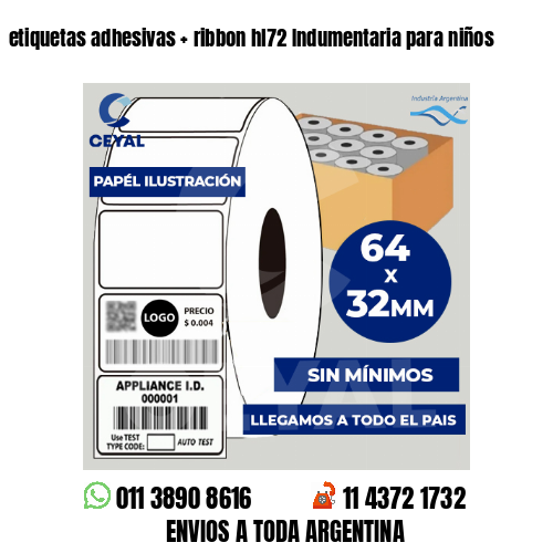 etiquetas adhesivas   ribbon hl72 Indumentaria para niños