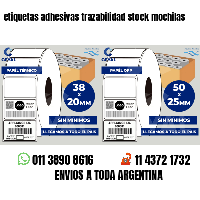 etiquetas adhesivas trazabilidad stock mochilas