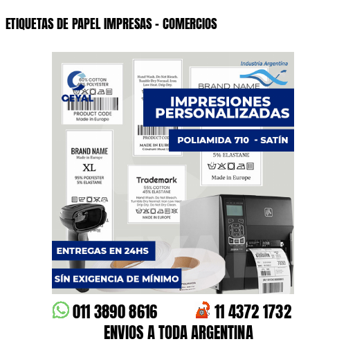 ETIQUETAS DE PAPEL IMPRESAS - COMERCIOS