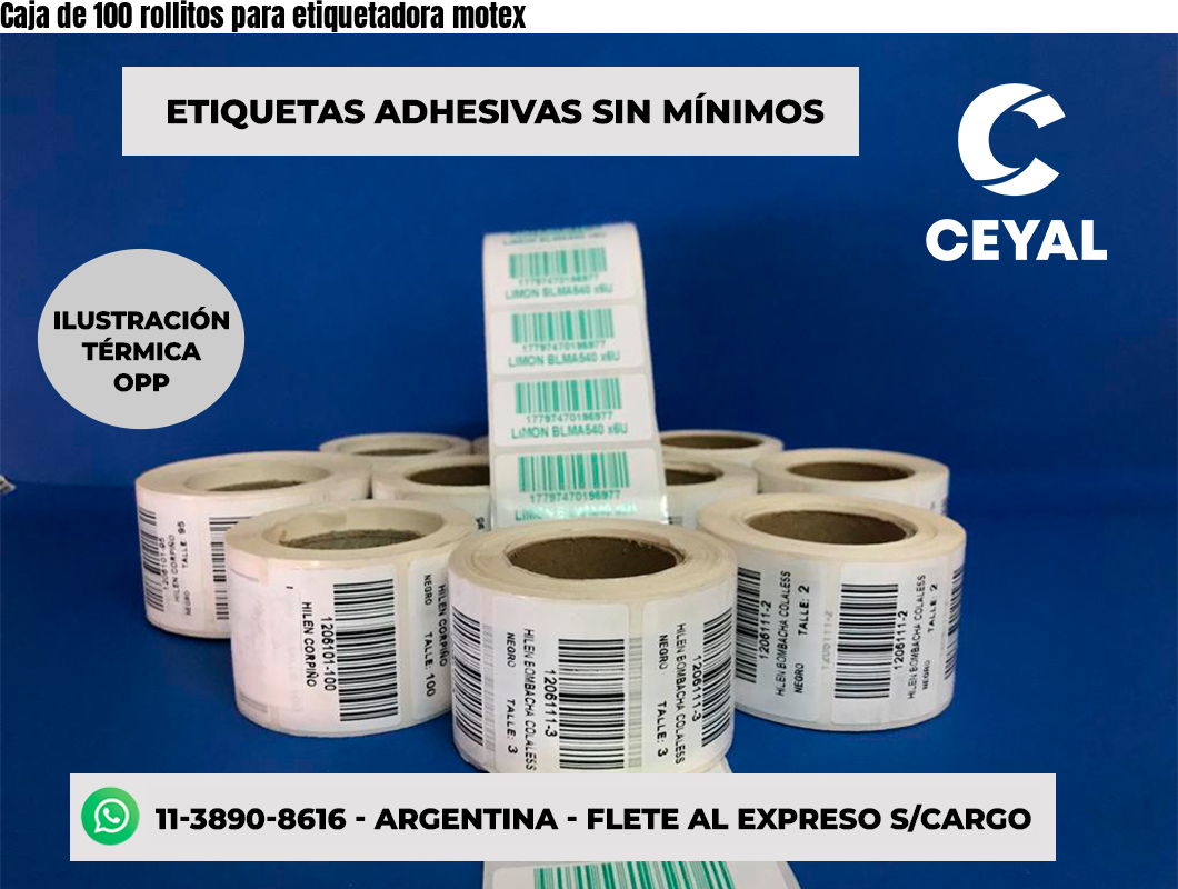 Caja de 100 rollitos para etiquetadora motex