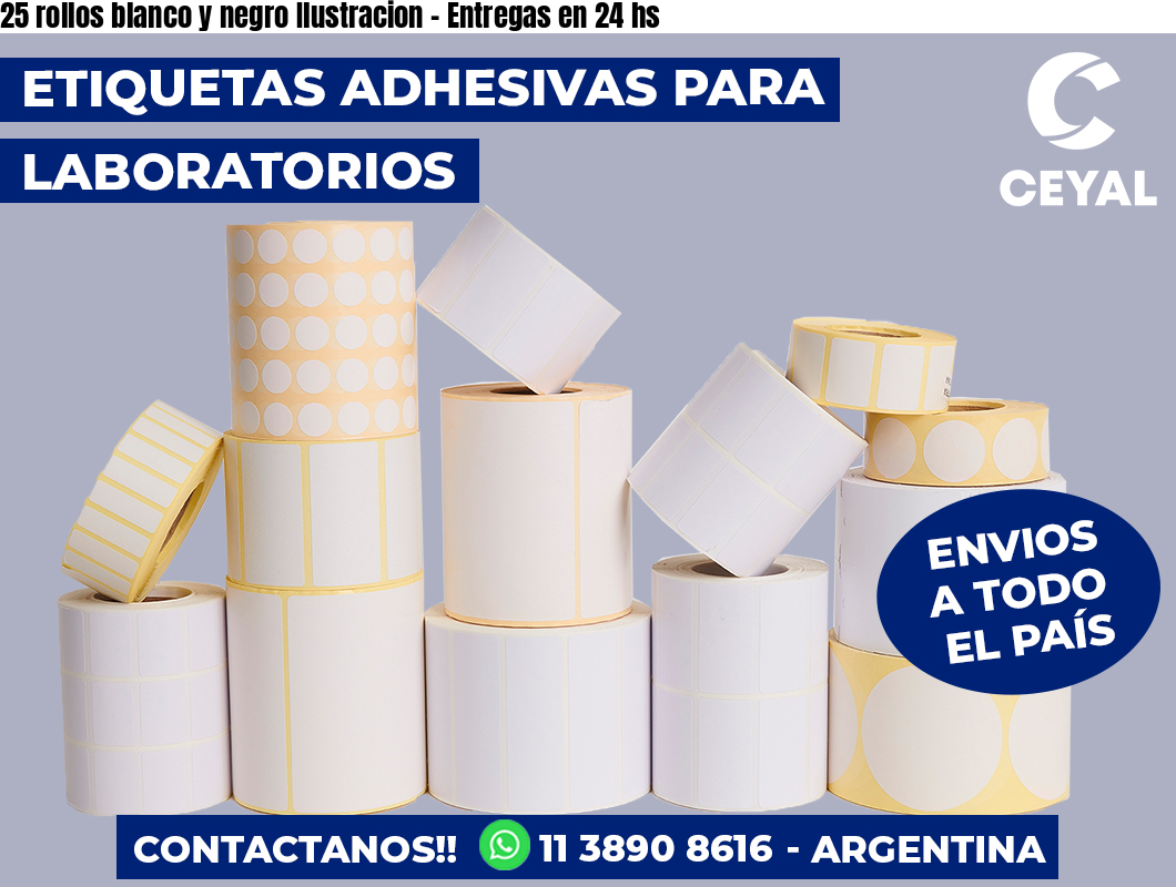 25 rollos blanco y negro Ilustracion – Entregas en 24 hs