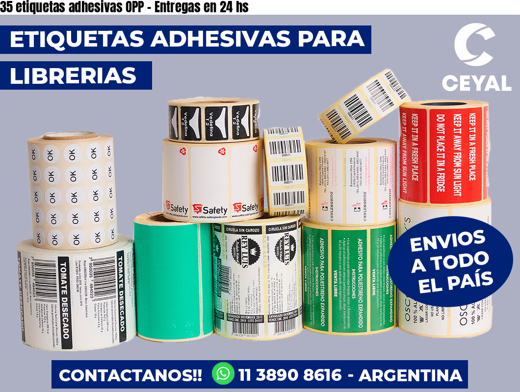 35 etiquetas adhesivas OPP - Entregas en 24 hs