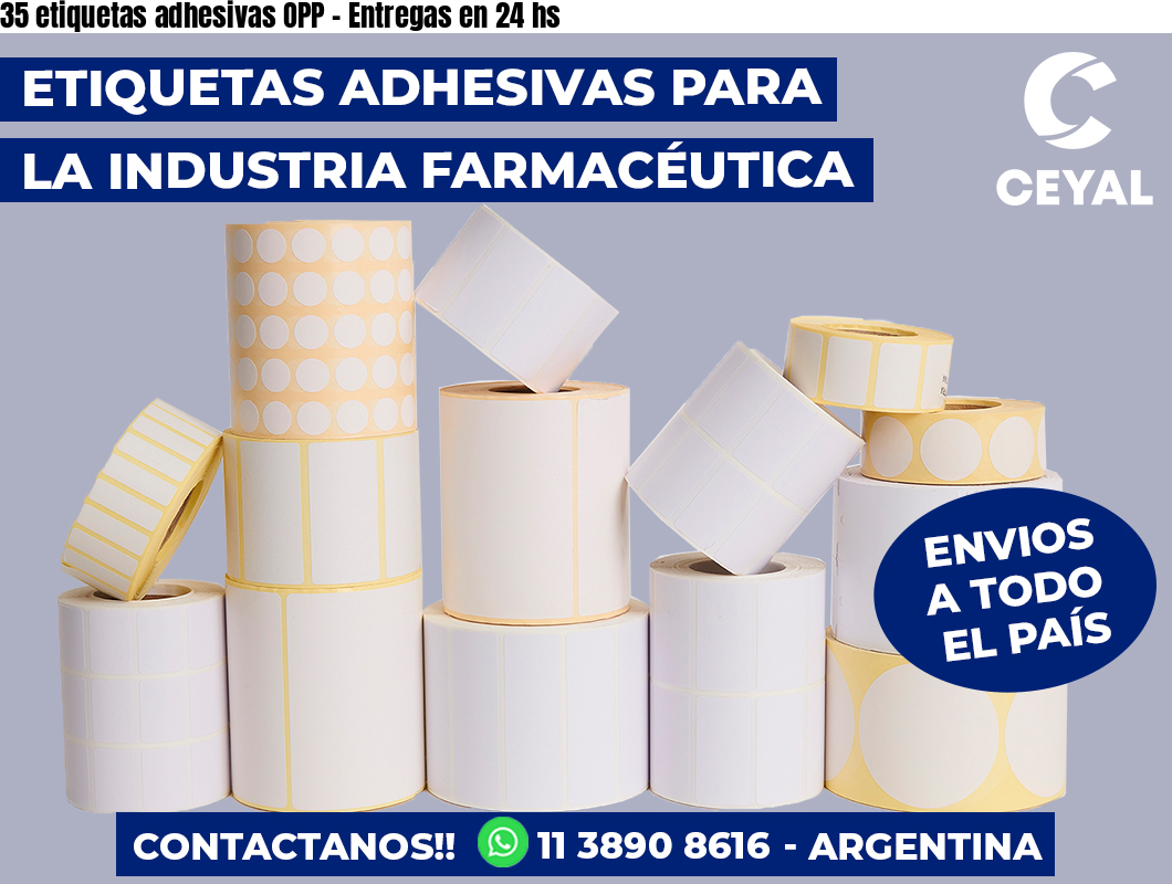 35 etiquetas adhesivas OPP – Entregas en 24 hs