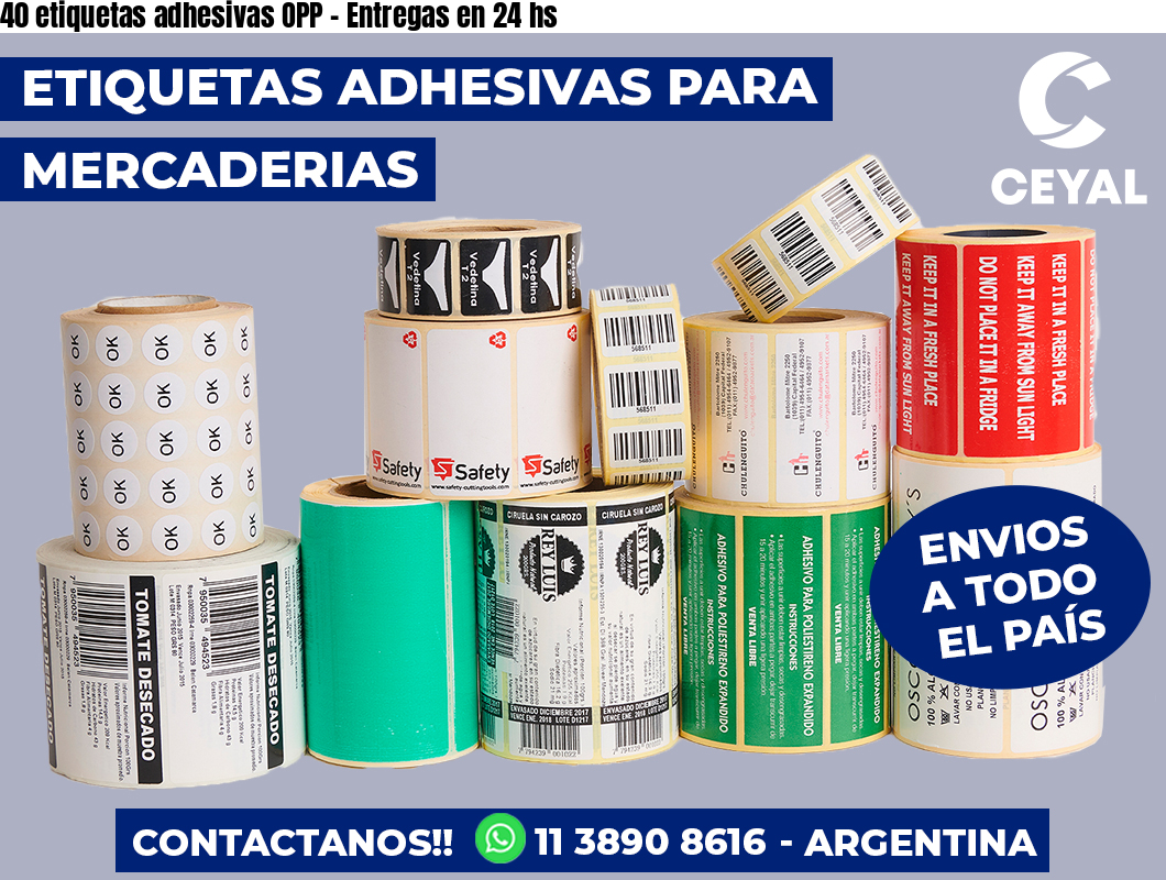 40 etiquetas adhesivas OPP - Entregas en 24 hs