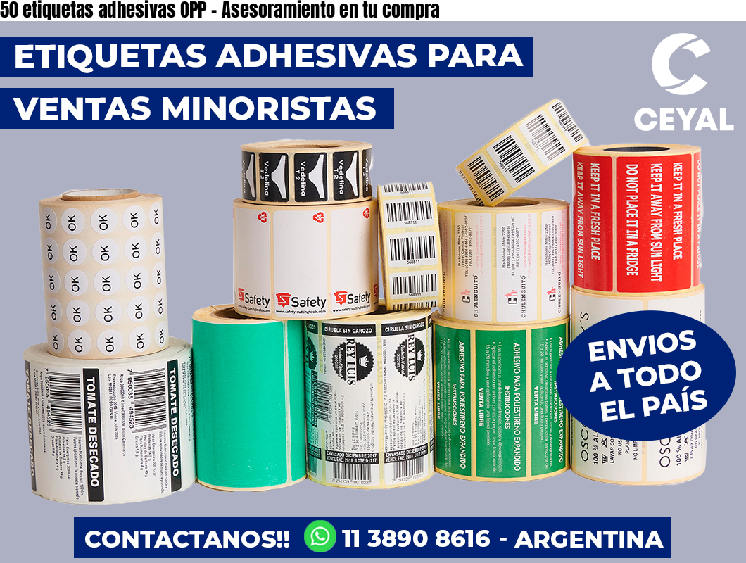 50 etiquetas adhesivas OPP - Asesoramiento en tu compra