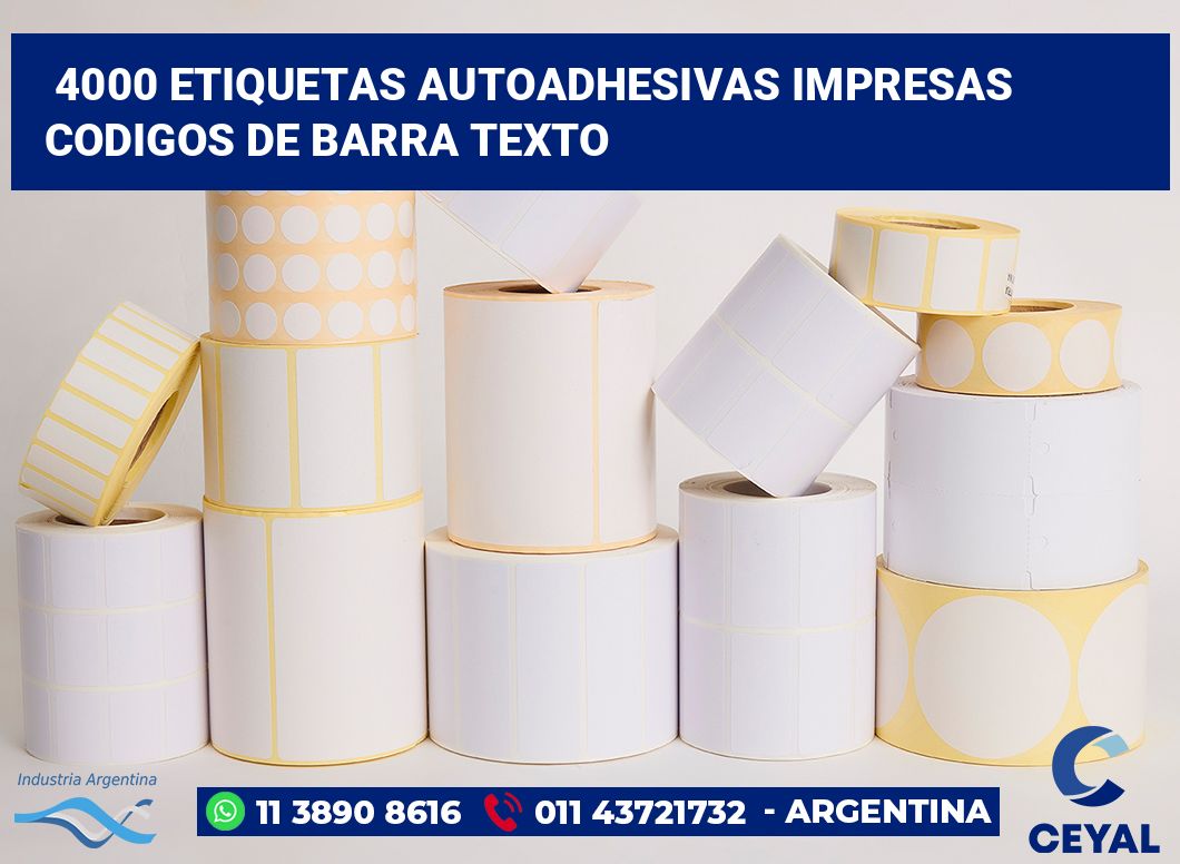 4000 Etiquetas autoadhesivas impresas codigos de barra texto