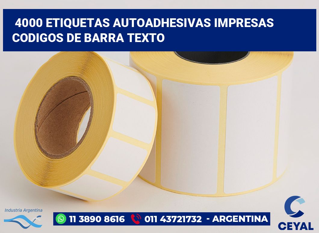 4000 Etiquetas autoadhesivas impresas codigos de barra texto