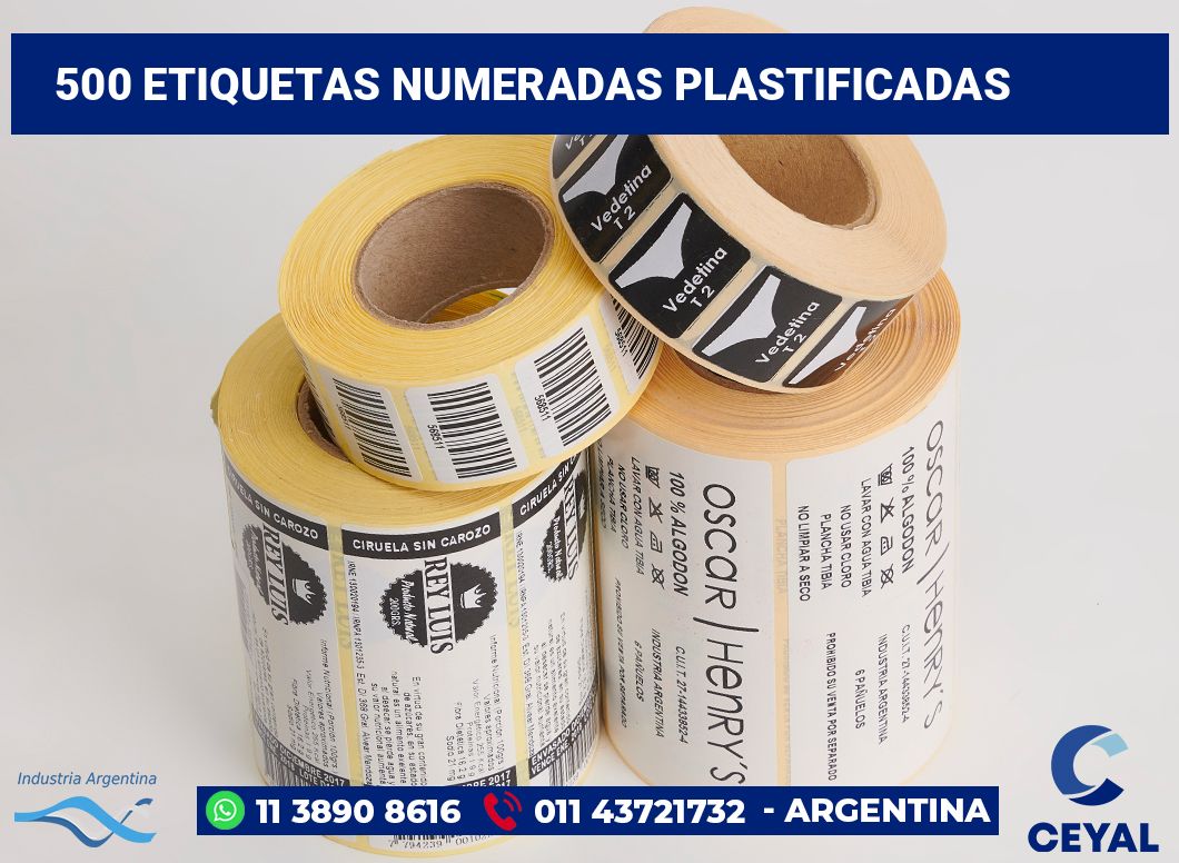 500 Etiquetas numeradas plastificadas