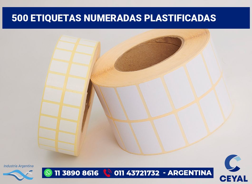 500 Etiquetas numeradas plastificadas