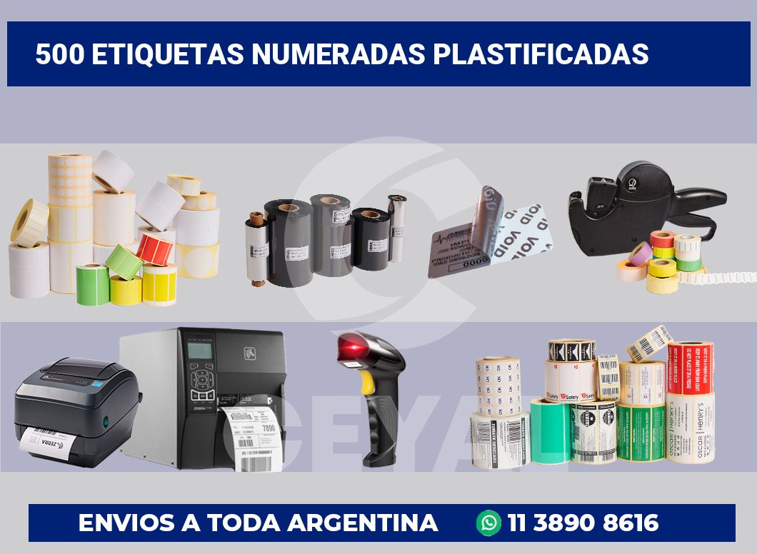 500 Etiquetas numeradas plastificadas