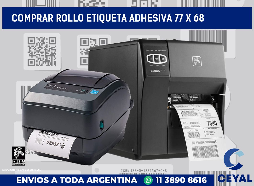 Comprar rollo etiqueta adhesiva 77 x 68