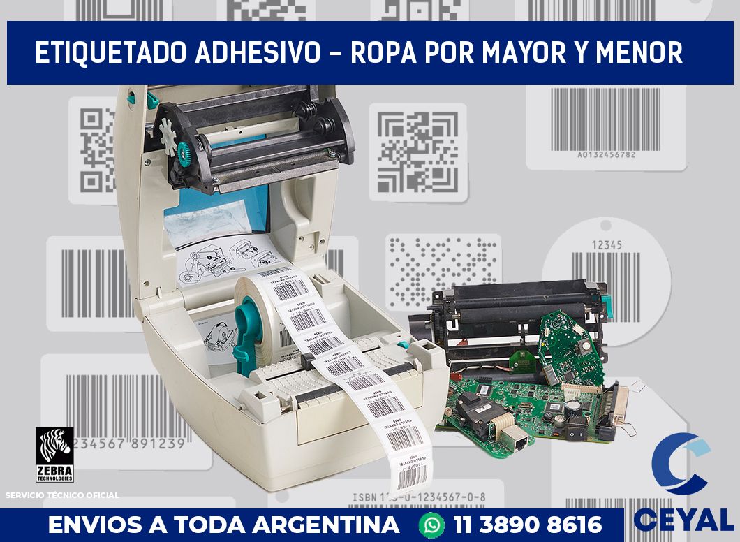 Etiquetado adhesivo - ropa por mayor y menor