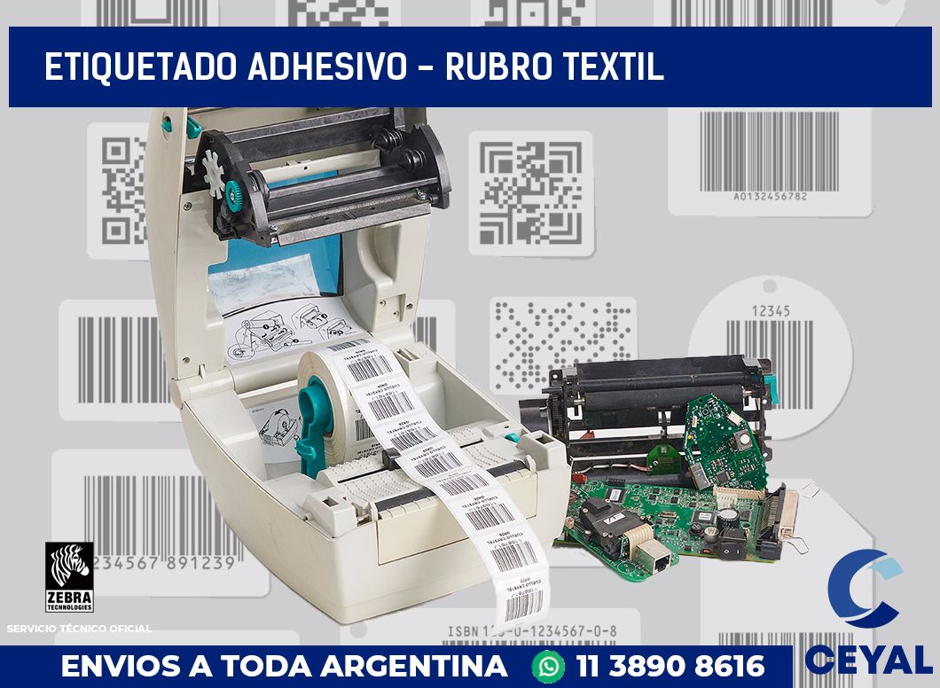 Etiquetado adhesivo - rubro textil