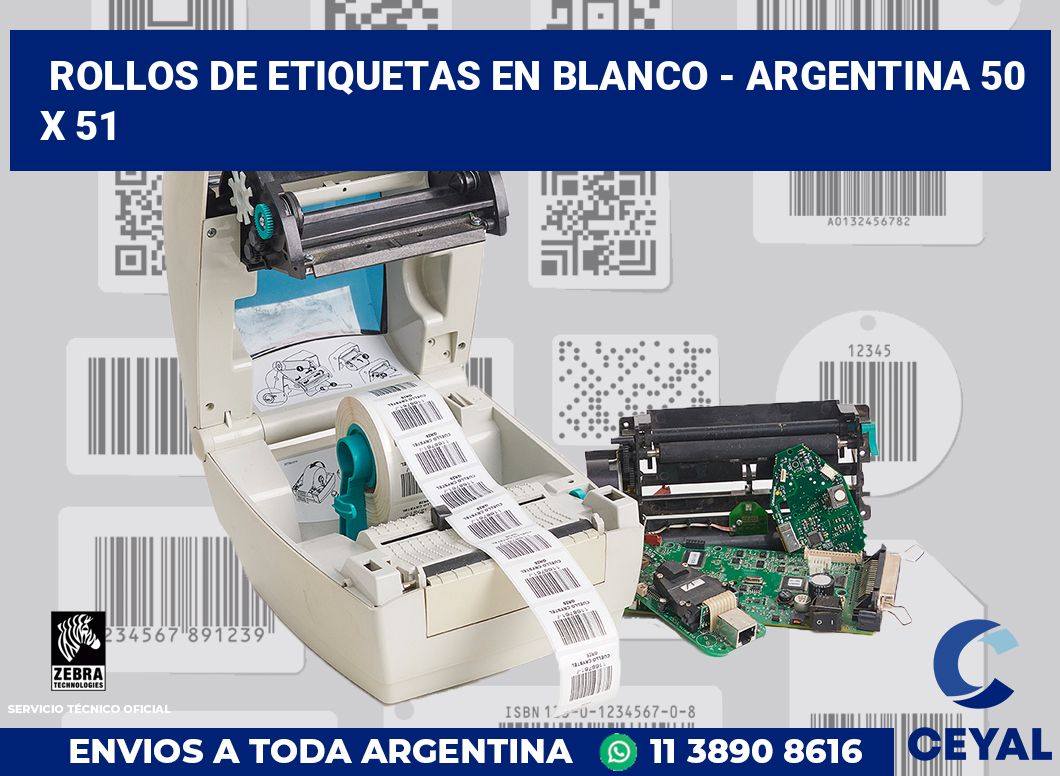 Rollos de etiquetas en blanco - Argentina 50 x 51