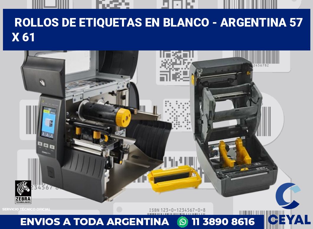 Rollos de etiquetas en blanco - Argentina 57 x 61