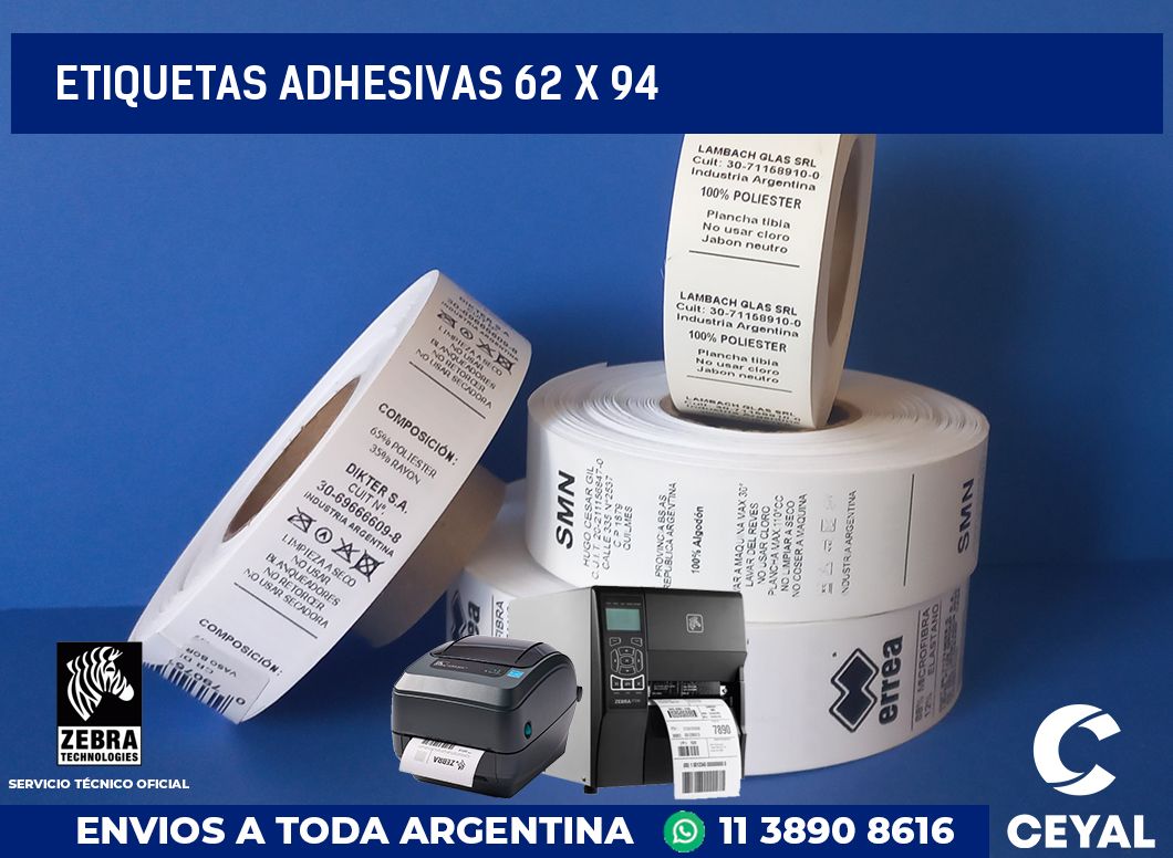 etiquetas adhesivas 62 x 94