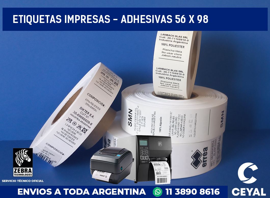 etiquetas impresas - Adhesivas 56 x 98