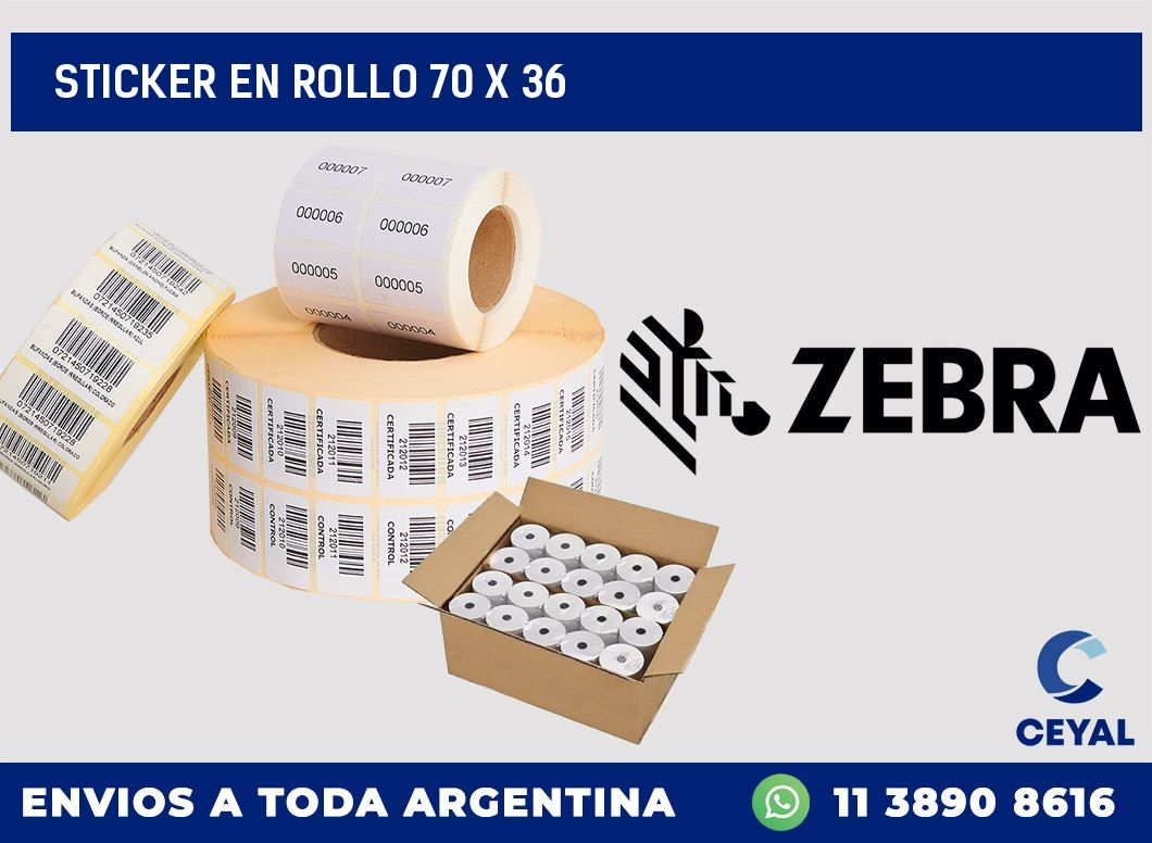 sticker en rollo 70 x 36