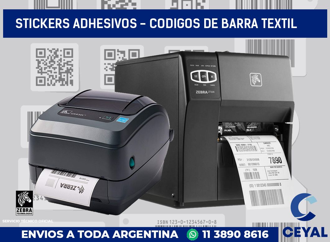 stickers adhesivos - codigos de barra textil