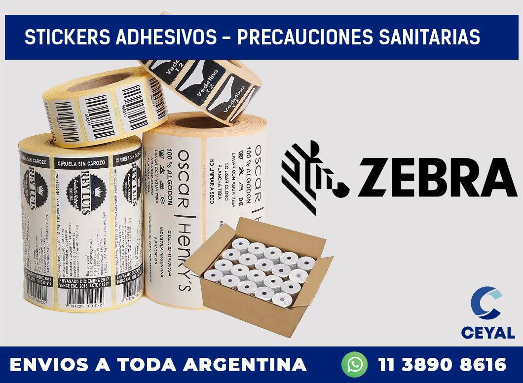 stickers adhesivos - precauciones sanitarias