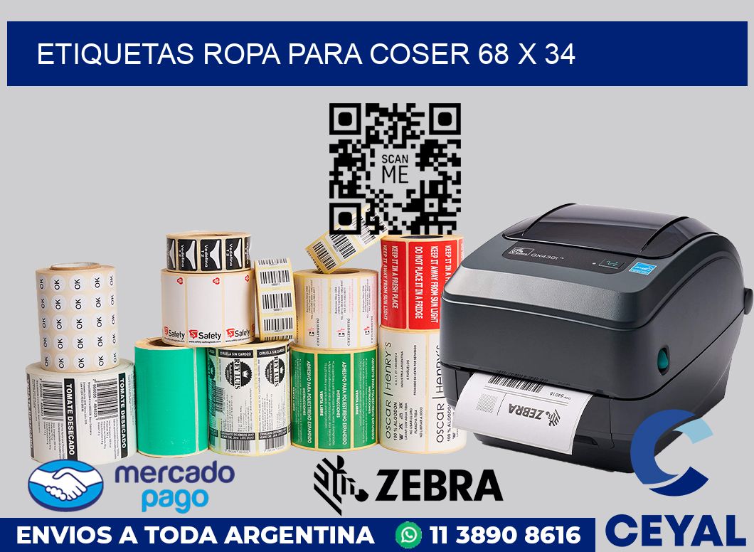 Etiquetas ropa para coser 68 x 34