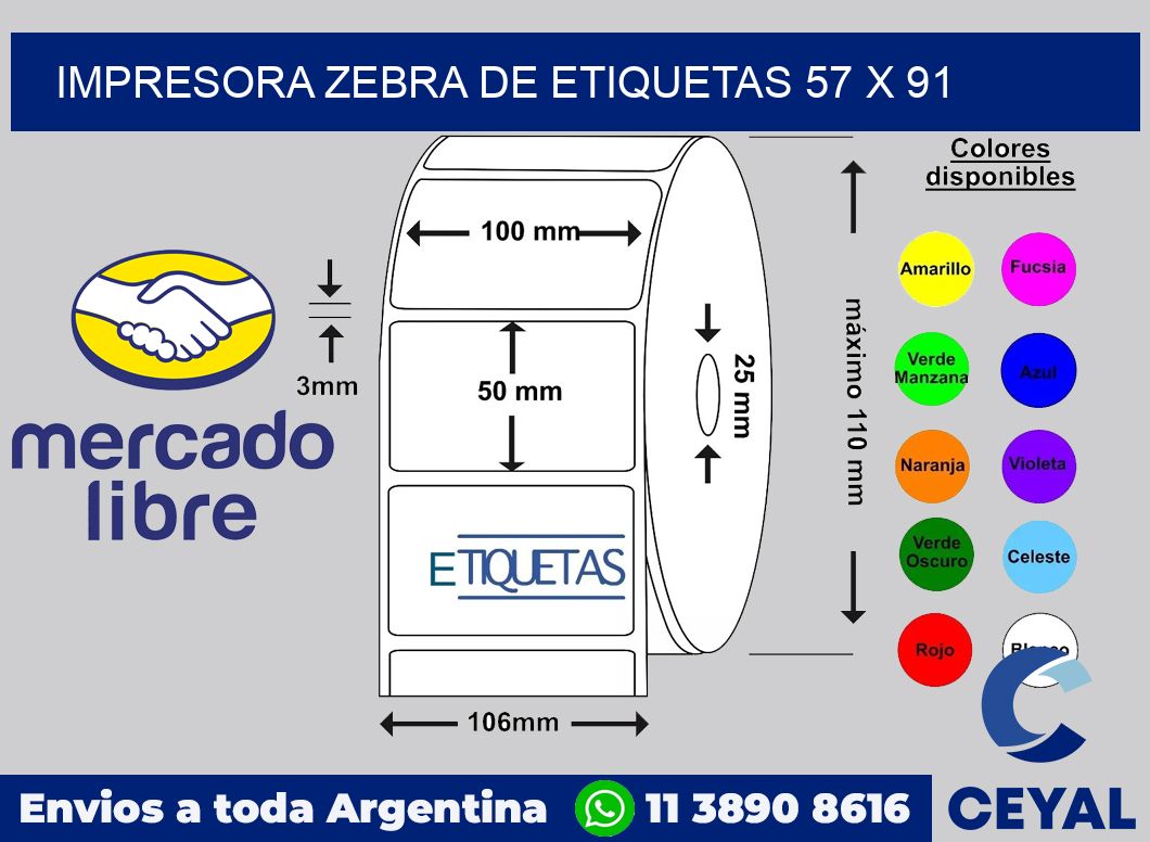 Impresora Zebra de etiquetas 57 x 91