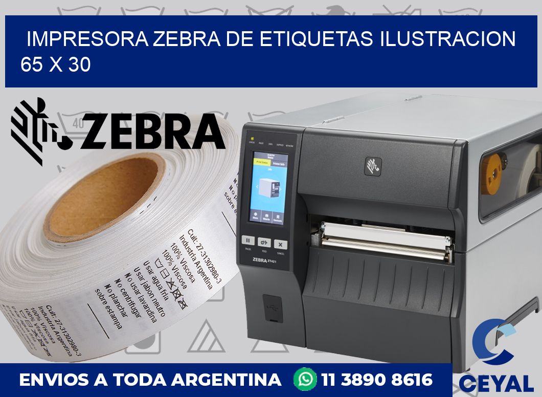 Impresora Zebra de etiquetas ilustracion 65 x 30