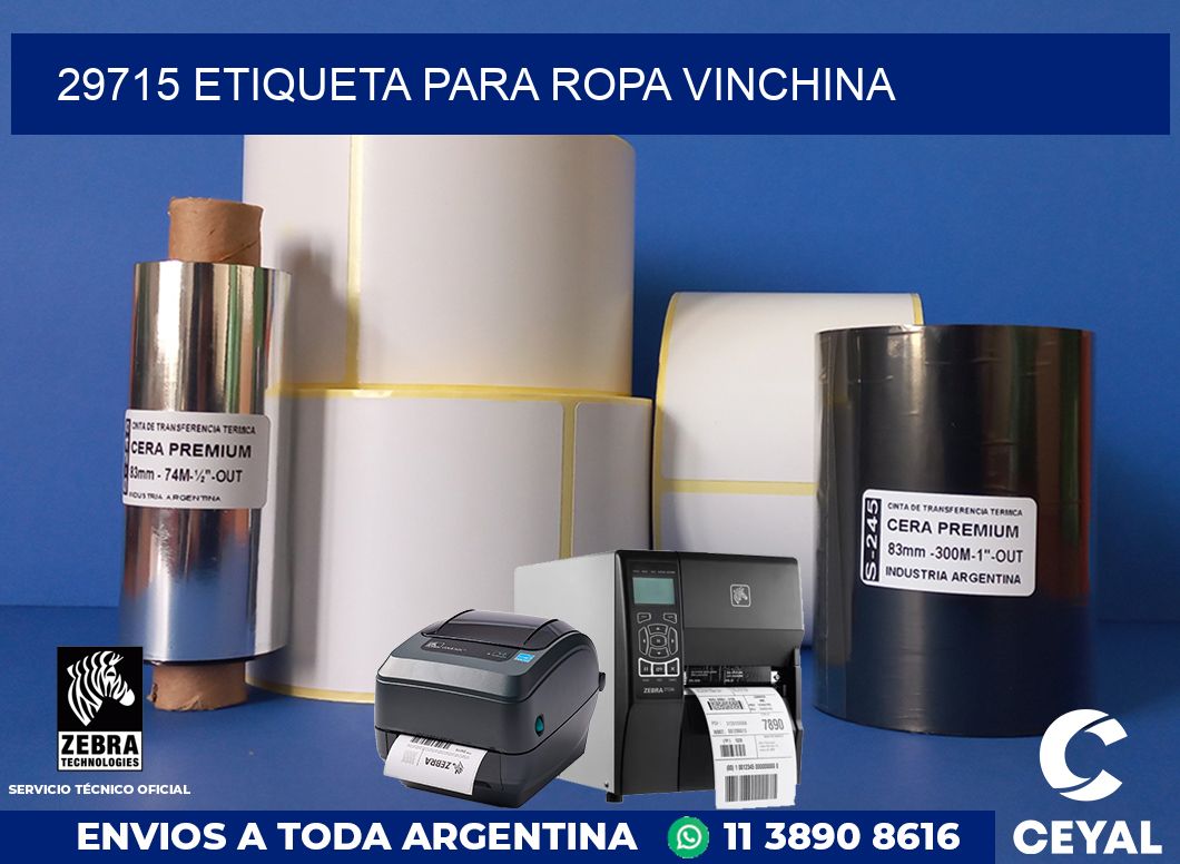 29715 ETIQUETA PARA ROPA VINCHINA