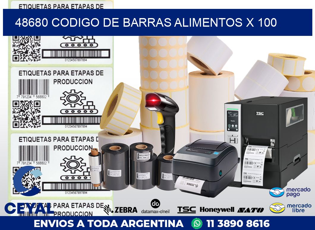 48680 CODIGO DE BARRAS ALIMENTOS x 100